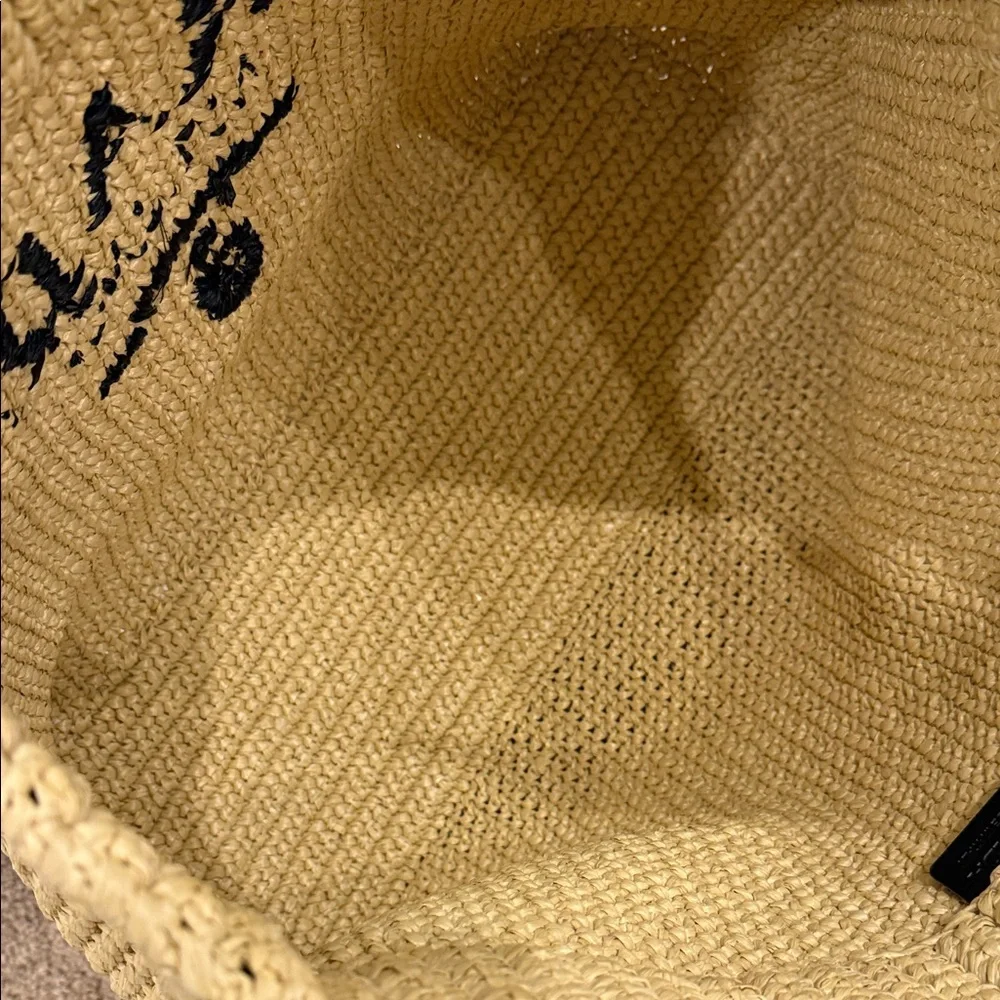 Prada Milano Raffia Tote Bag Large Logo Beige Black – Full Set NEW